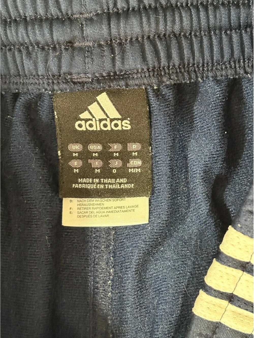 Vintage Adidas Track Pants Navy Blue Polyester Mens Size M